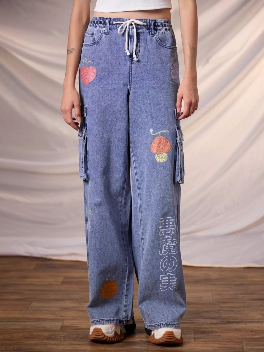 One Piece‎ Devil Fruits Denim Cargo Pants Hot Topic